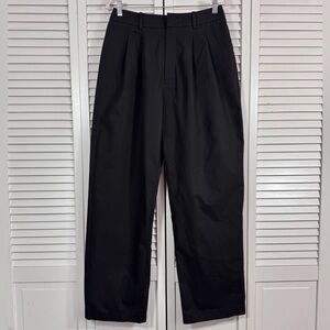 WAYF Wide Leg Pleated Trousers Pants Black Classic Career Size Medium